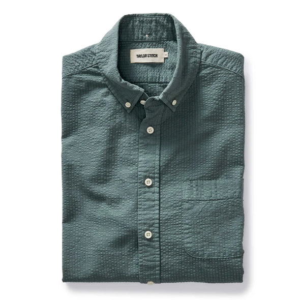 Taylor Stitch Jack LS Shirt in Deep Sea Seersucker
