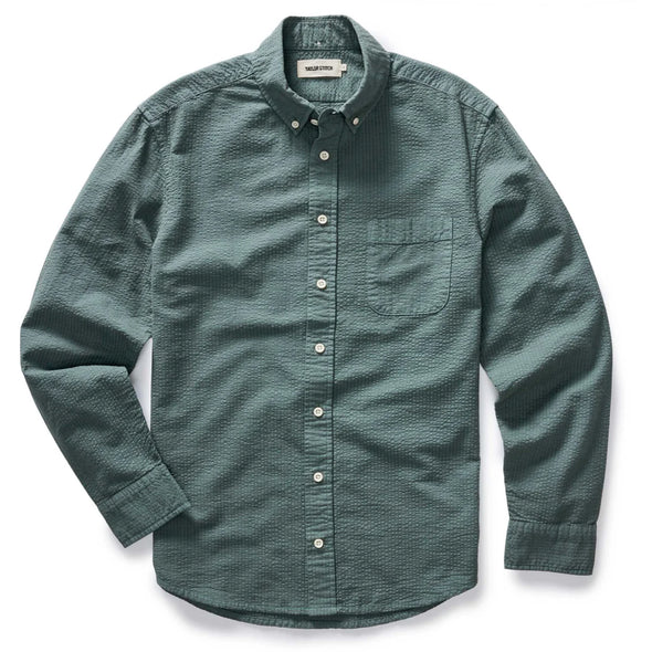 Taylor Stitch Jack LS Shirt in Deep Sea Seersucker