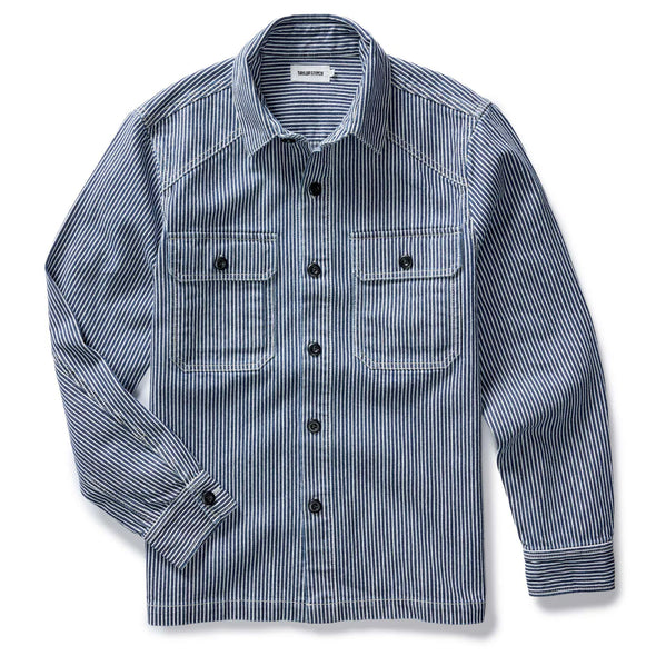 Taylor Stitch Shop Shirt Jacket in Indigo Railroad Stripe