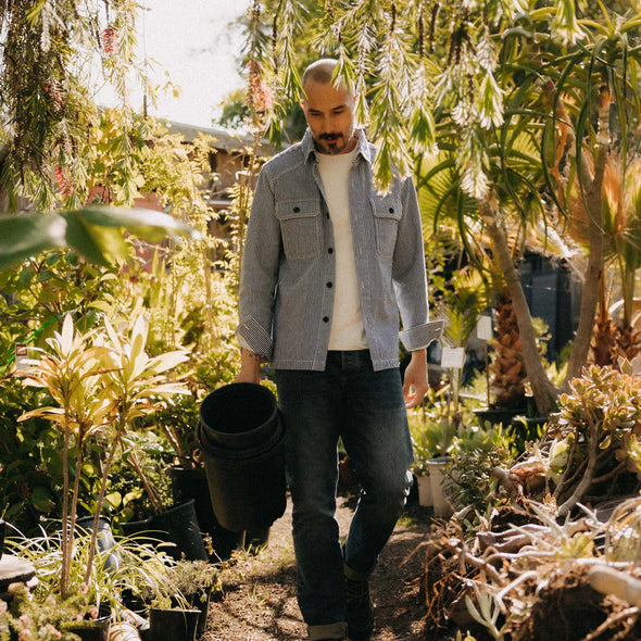 Taylor Stitch Shop Shirt Jacket in Indigo Railroad Stripe