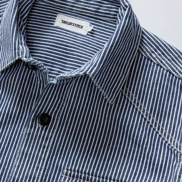 Taylor Stitch Shop Shirt Jacket in Indigo Railroad Stripe