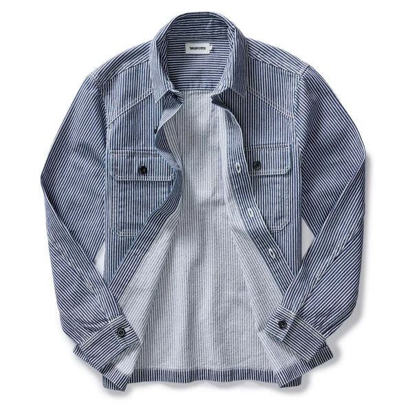 Taylor Stitch Shop Shirt Jacket in Indigo Railroad Stripe