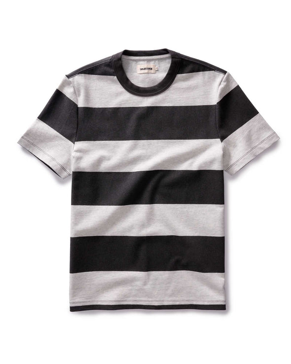 Taylor Stitch Organic Cotton SS Shop Tee in Faded Black Stripe