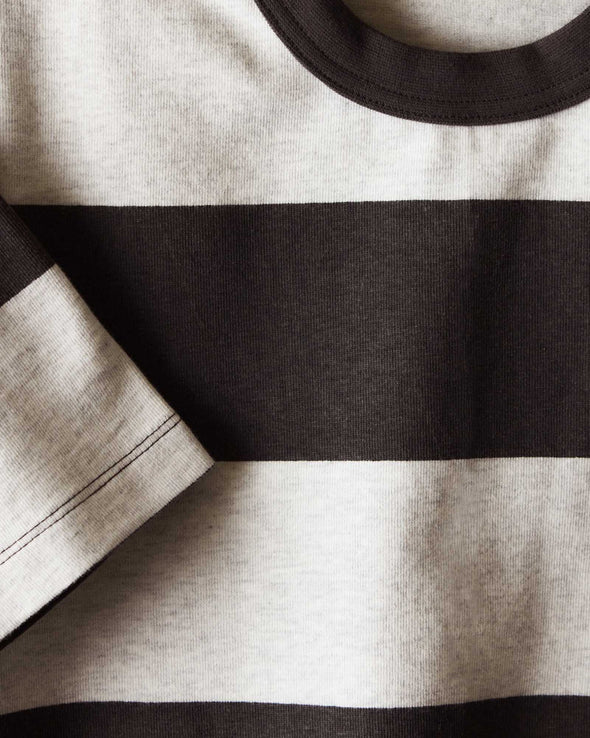 Taylor Stitch Organic Cotton SS Shop Tee in Faded Black Stripe
