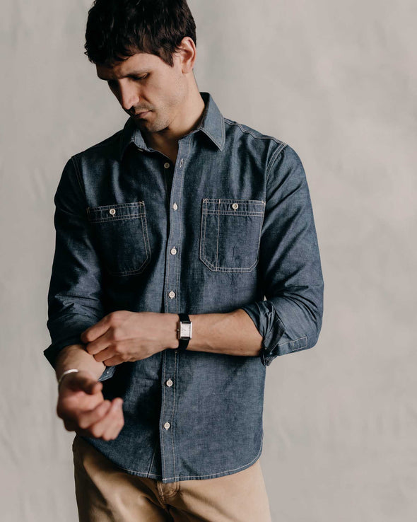 Taylor Stitch Utility Shirt in Rinsed Indigo Nep
