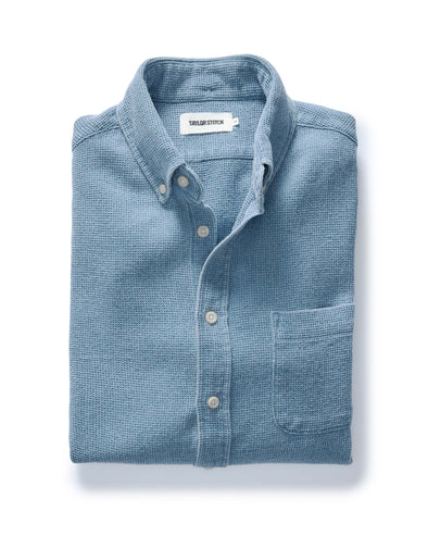 Taylor Stitch Jack LS Shirt in Washed Indigo Waffle