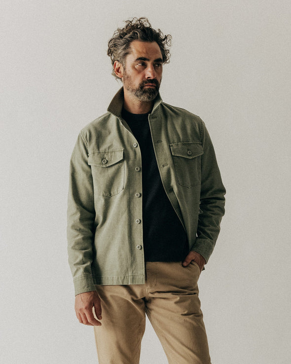 Taylor Stitch Surplus Shirt in Feild Olive Reverse Sateen