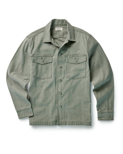 Taylor Stitch Surplus Shirt in Feild Olive Reverse Sateen