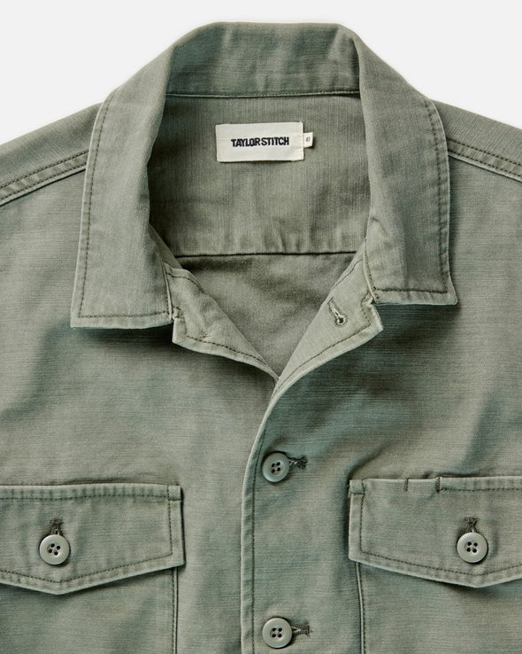 Taylor Stitch Surplus Shirt in Feild Olive Reverse Sateen