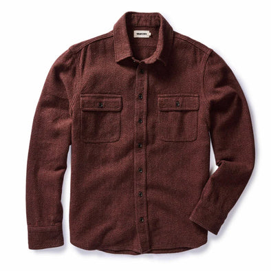 Taylor Stitch Ledge Shirt in Burgundy Linen Tweed