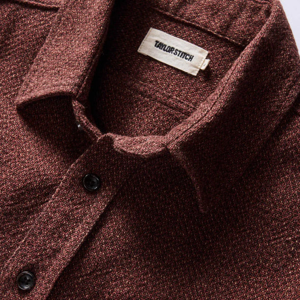 Taylor Stitch Ledge Shirt in Burgundy Linen Tweed