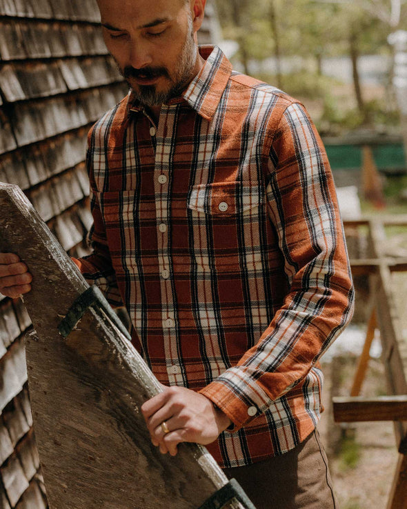 Taylor Stitch Crater Shirt in Brick Plaid