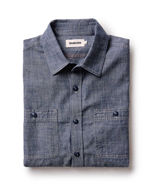 Taylor Stitch Foundry Shirt in Rinsed Indigo Chambray