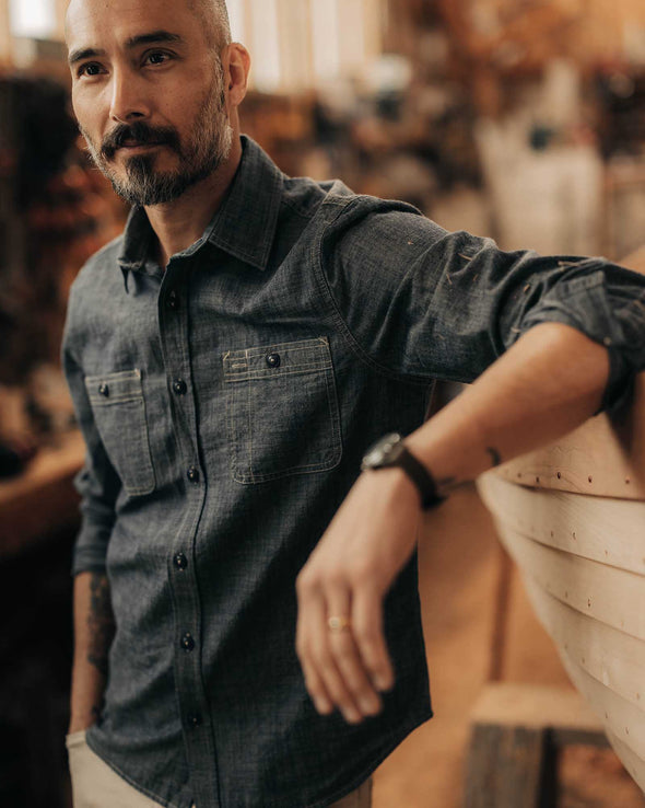 Taylor Stitch Foundry Shirt in Rinsed Indigo Chambray
