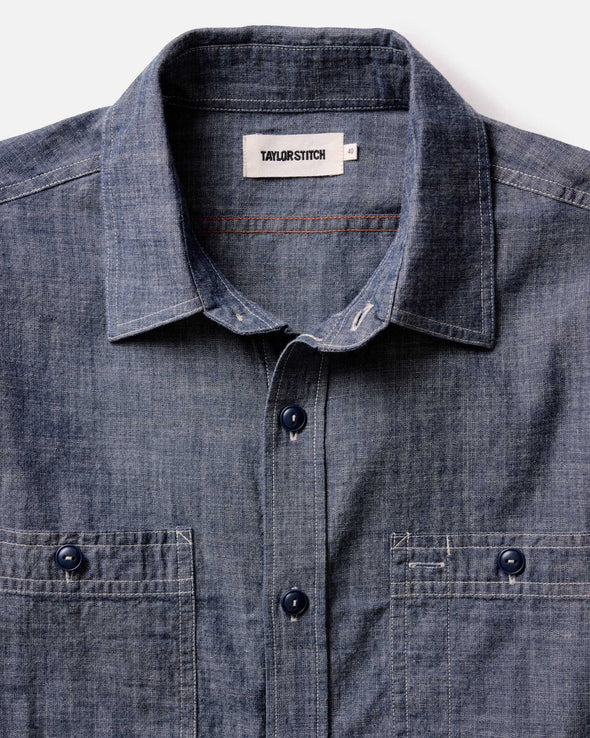 Taylor Stitch Foundry Shirt in Rinsed Indigo Chambray
