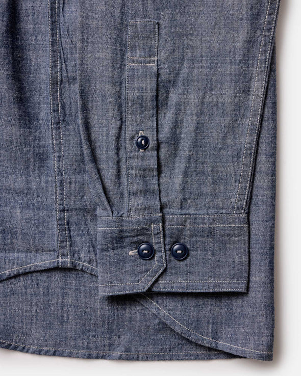 Taylor Stitch Foundry Shirt in Rinsed Indigo Chambray