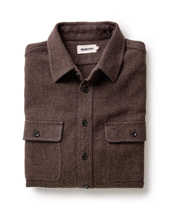 Taylor Stitch Ledge Shirt in Black Coffee Linen Tweed