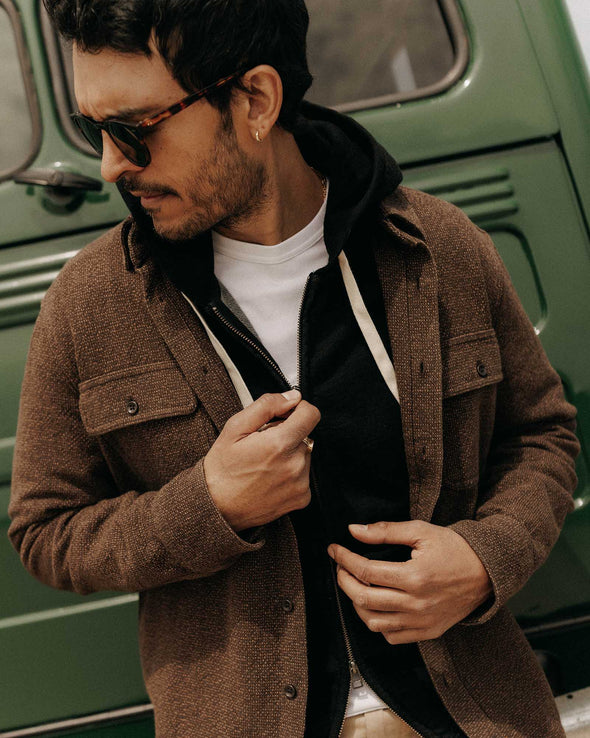 Taylor Stitch Ledge Shirt in Black Coffee Linen Tweed