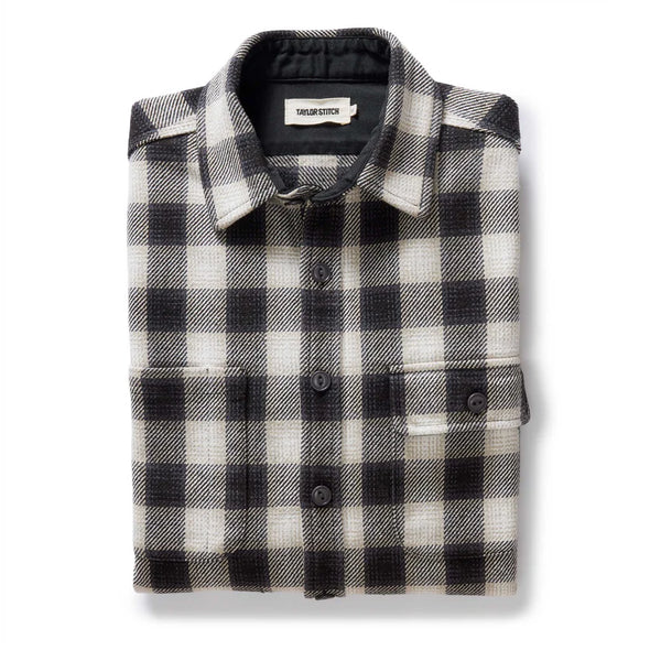 Taylor Stitch Moto Utility Shirt in White Smoke Plaid