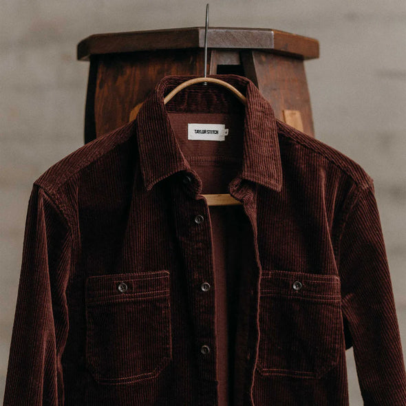 Taylor Stitch Utility Shirt in Burgundy Corduroy