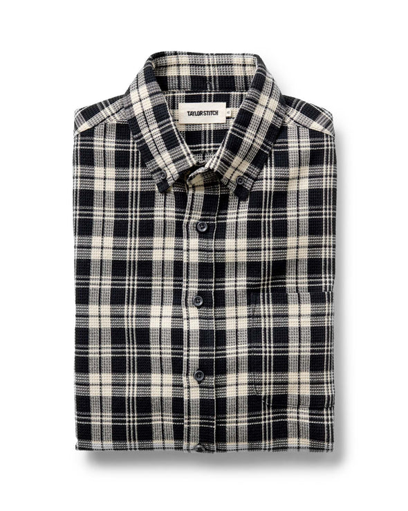 Taylor Stitch Jack LS Shirt in Coal Plaid Waffle