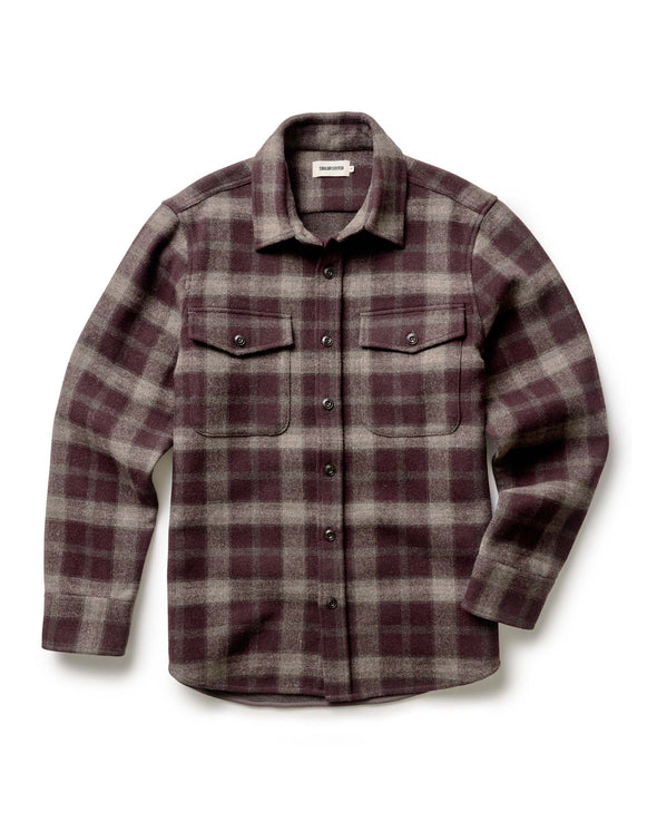Taylor Stitch Maritime LS Shirt Jacket in Burgundy Plaid Wool