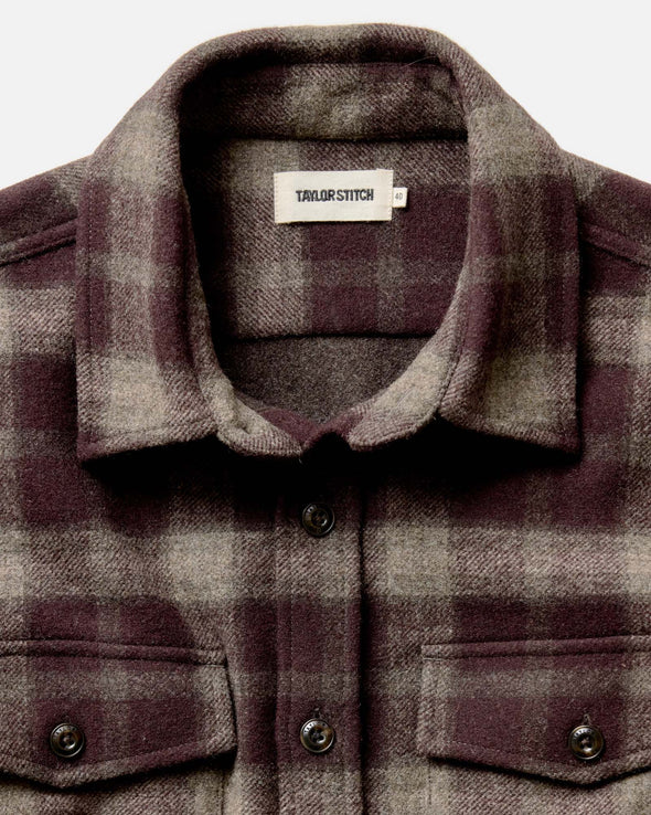 Taylor Stitch Maritime LS Shirt Jacket in Burgundy Plaid Wool