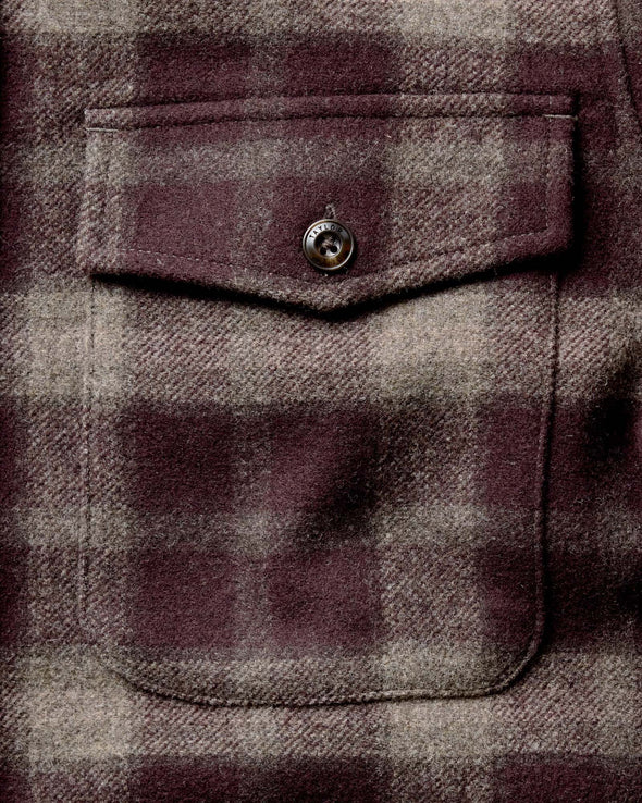 Taylor Stitch Maritime LS Shirt Jacket in Burgundy Plaid Wool