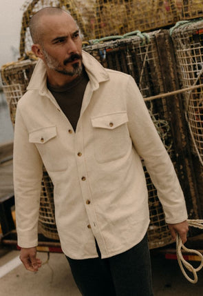 Taylor Stitch Maritime Shirt Jacket in Vintage White Moleskin Twill