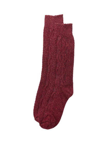 American Trench Wool Silk Cable Knit Sock in Rust