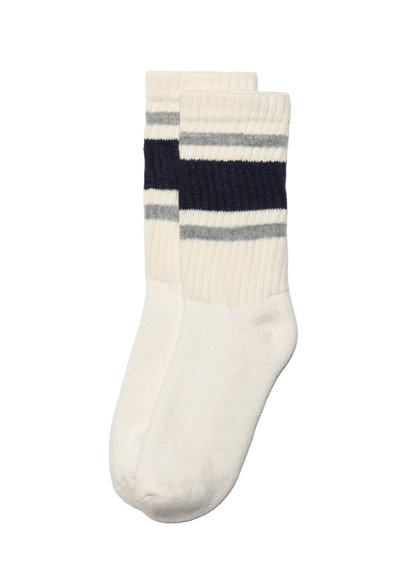 American Trench Retro Stripe Sock in Navy/Gray Heather