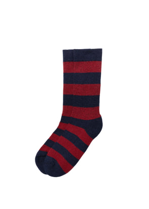 American Trench Supermerino Socks in Navy/Red