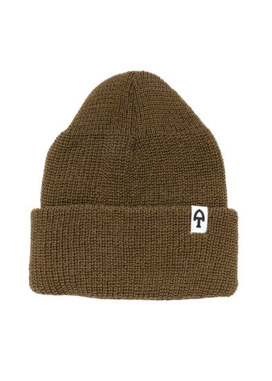 American Trench Merino Cardigan Stitch Beanie in Olive