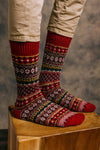 American Trench Cotton Fair Isle Sock in Red