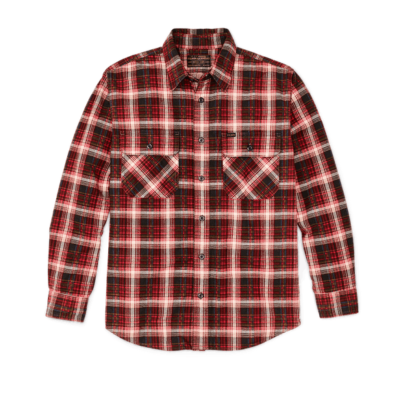 Filson Field Flannel Shirt in Red / Faded Black / Bronze Multi Plaid