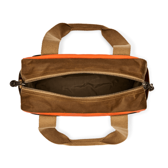 Filson Tin Cloth Zipper Tote Bag in Dark Tan/Flame