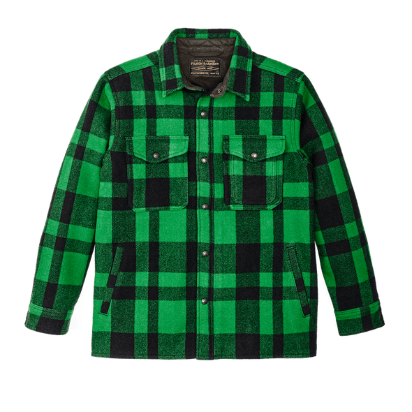 Filson Lined Mackinaw Wool Jac-Shirt in Acid Green/Black Heritage Plaid X