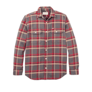 Filson Vintage Flannel Work Shirt in Gray Red Multi Plaid