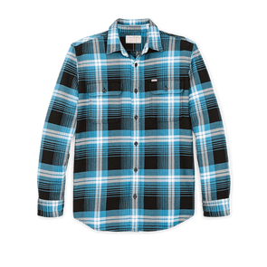 Filson Vintage Flannel Work Shirt in Blue Black Multi Plaid