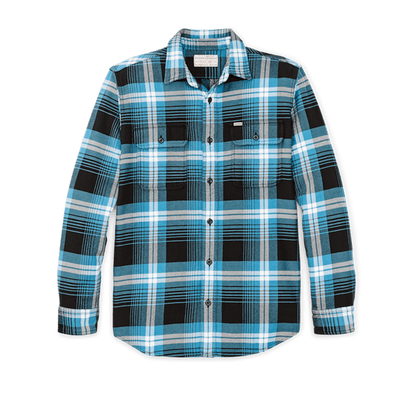 Filson Vintage Flannel Work Shirt in Blue Black Multi Plaid