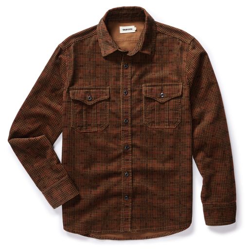 Taylor Stitch Saddler LS Shirt in Dark Roast Plaid Cord