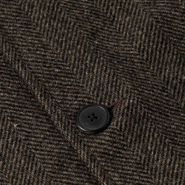 Portuguese Flannel Labura Wool Overshirt in Brown Herringbone