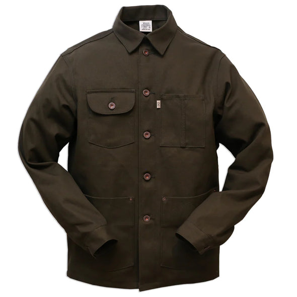 Railcar Fine Goods Chore Coat in 12oz. Seaweed