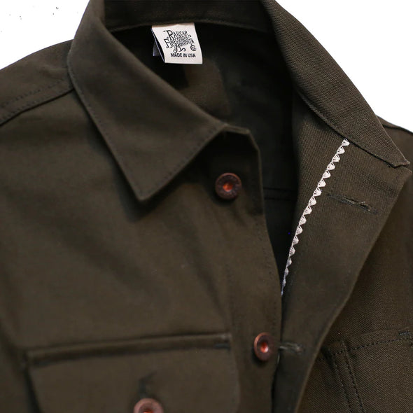 Railcar Fine Goods Chore Coat in 12oz. Seaweed
