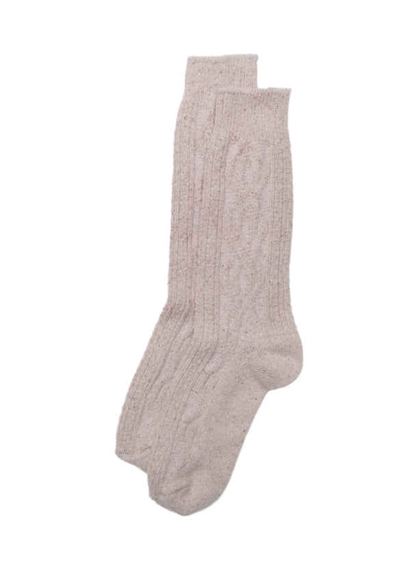 American Trench Wool Silk Cable Knit Sock in Oatmeal