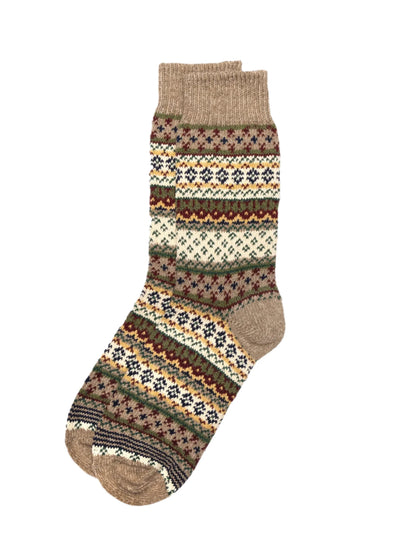 American Trench Cotton Fair Isle Sock in Woodland