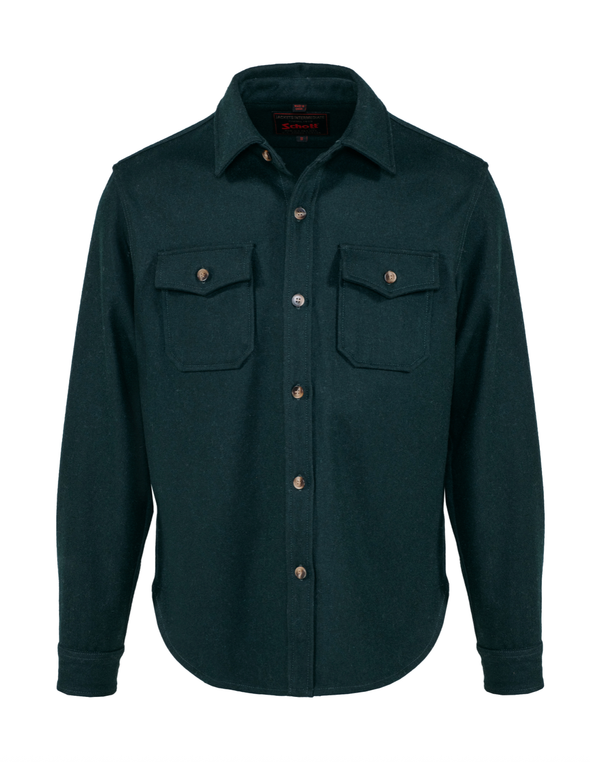 Schott N.Y.C. CPO Wool Shirt Jacket in Hunter