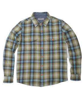 Outerknown Blanket Shirt in Fen Sage Sands Plaid