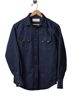 Imogene & Willie Sawtooth Pearl Snap Shirt in Reverse Black Indigo Nep
