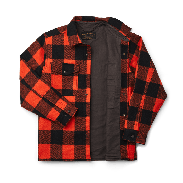 Filson Mackinaw Wool Jac-Shirt in Orange/Black Plaid